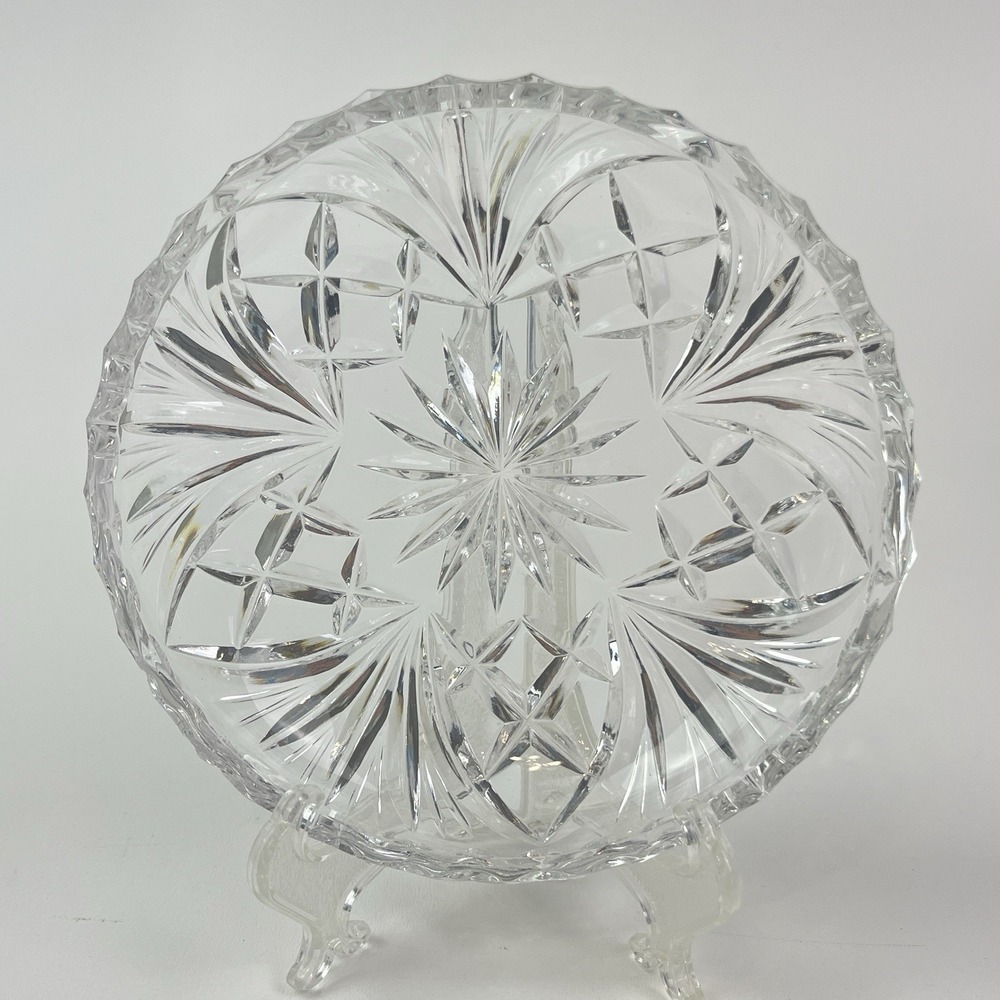 Vintage Cut Glass‎ Lead Crystal Plate Ashtray Candy Dish 5.5"